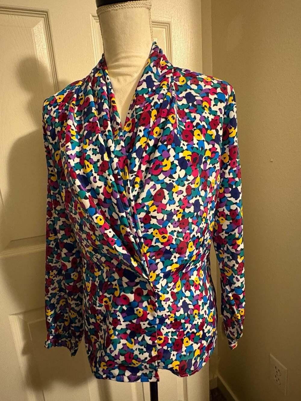 Vintage Officecore 80s 90s Impressions of California Abstract Floral Print Blous